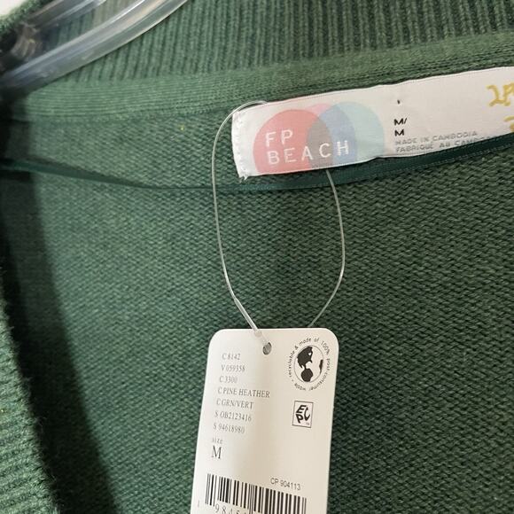 NEW! Free People FP Beach Solar Cardigan Pant Lounge Sweater Set Pine Green Med - Picture 3 of 10